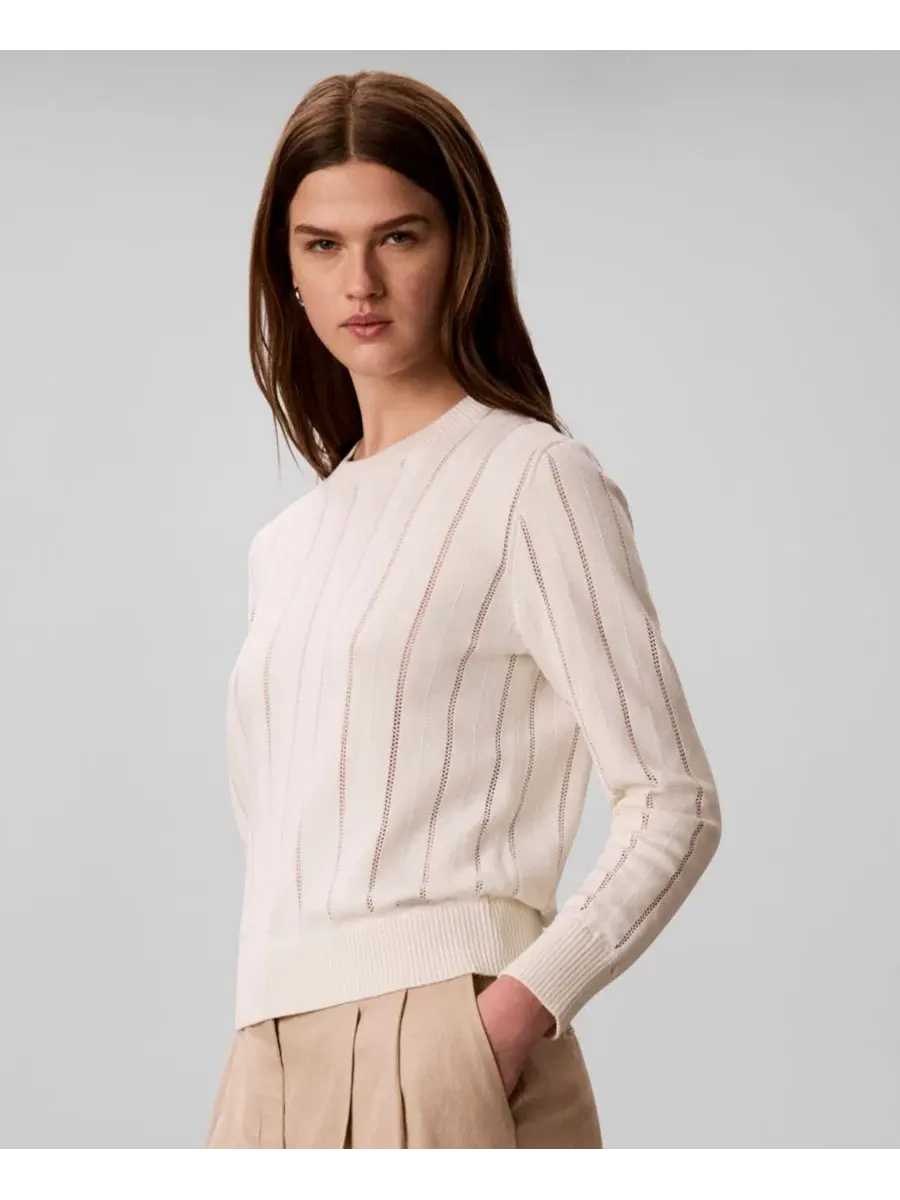 Женский свитер с длинными рукавами, свободного кроя, с круглым вырезом Calvin Klein — изображение 3 из 4, тофу