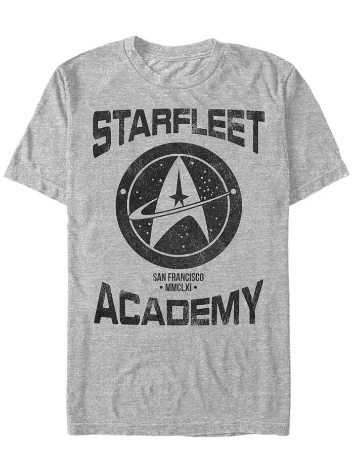 Футболка с коротким рукавом Star Trek Men's Starfleet Academy с полной эмблемой Звездного Флота — изображение 1 из 1, серый