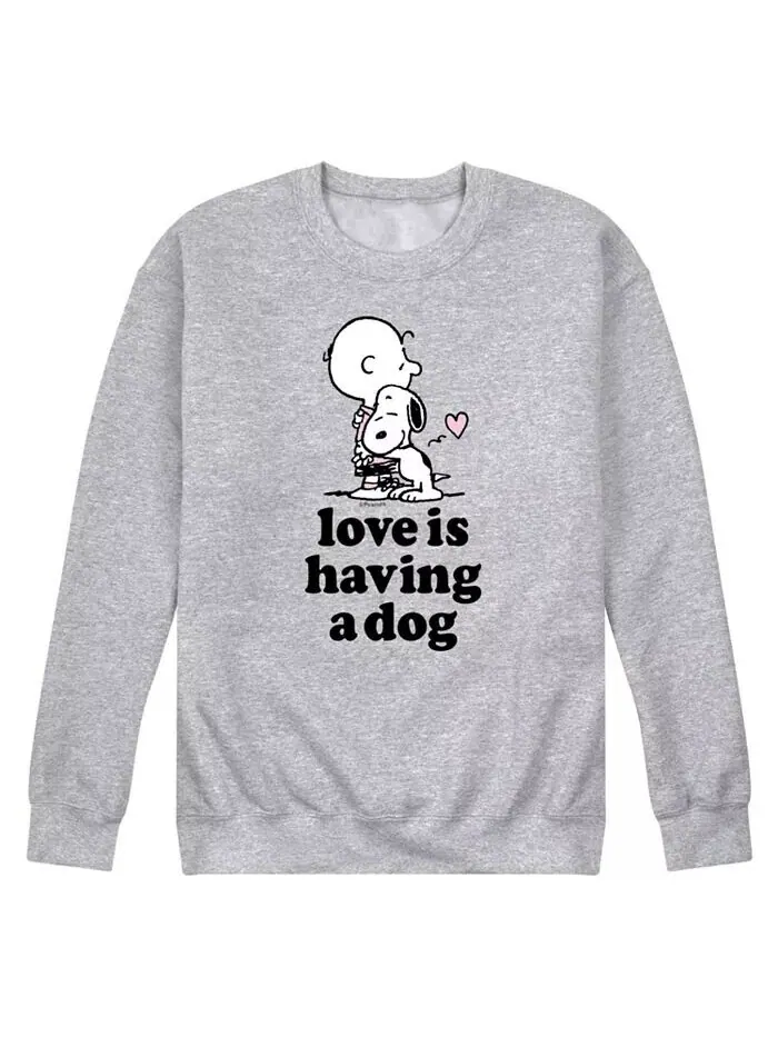 Мужская флисовая толстовка Peanuts Love is Having a Dog AIRWAVES — изображение 1 из 2, серый