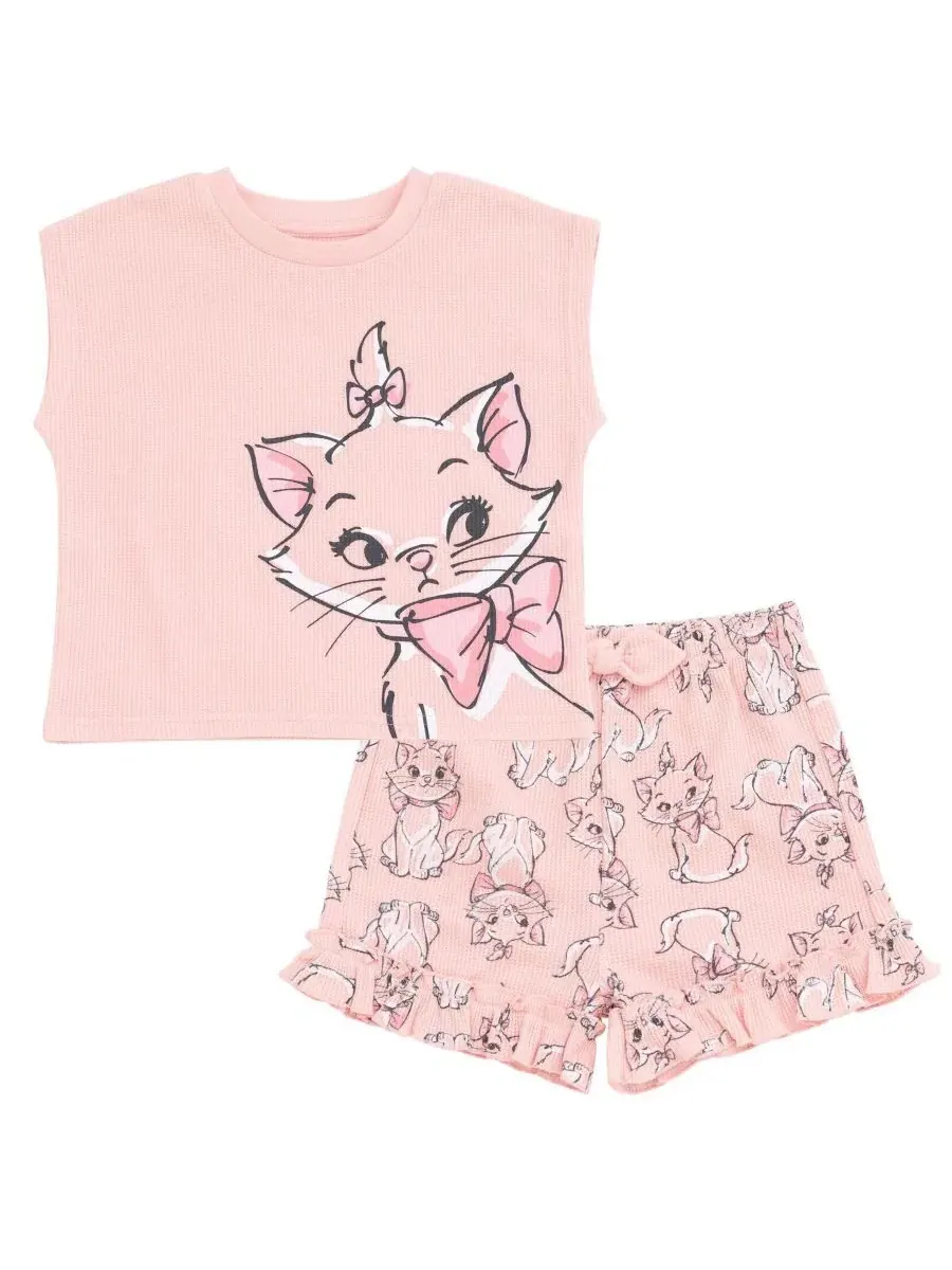 Комплект из футболки и шорт для девочки, с принтом Marie The Aristocats — розовый
