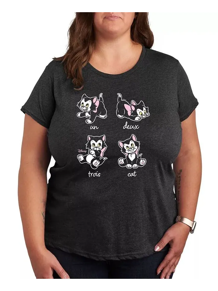Плюс размер Футболка с рисунком Disney Cats Hybrid Apparel — изображение 1 из 3, серый