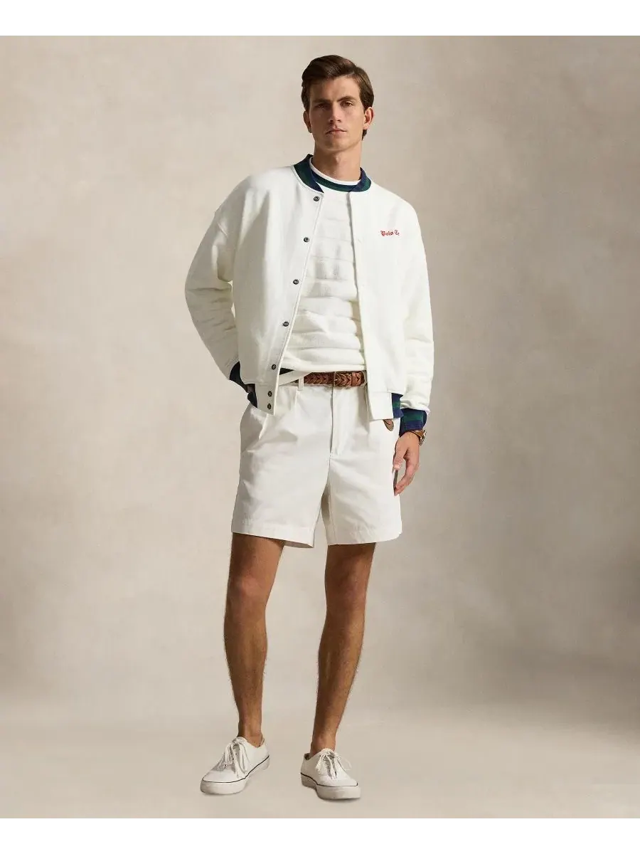 Мужское флисовое бейсбольное джекет-худи с вышивкой Polo Tennis Polo Ralph Lauren — изображение 2 из 6, белый