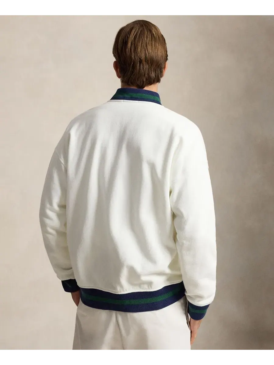 Мужское флисовое бейсбольное джекет-худи с вышивкой Polo Tennis Polo Ralph Lauren — изображение 5 из 6, белый