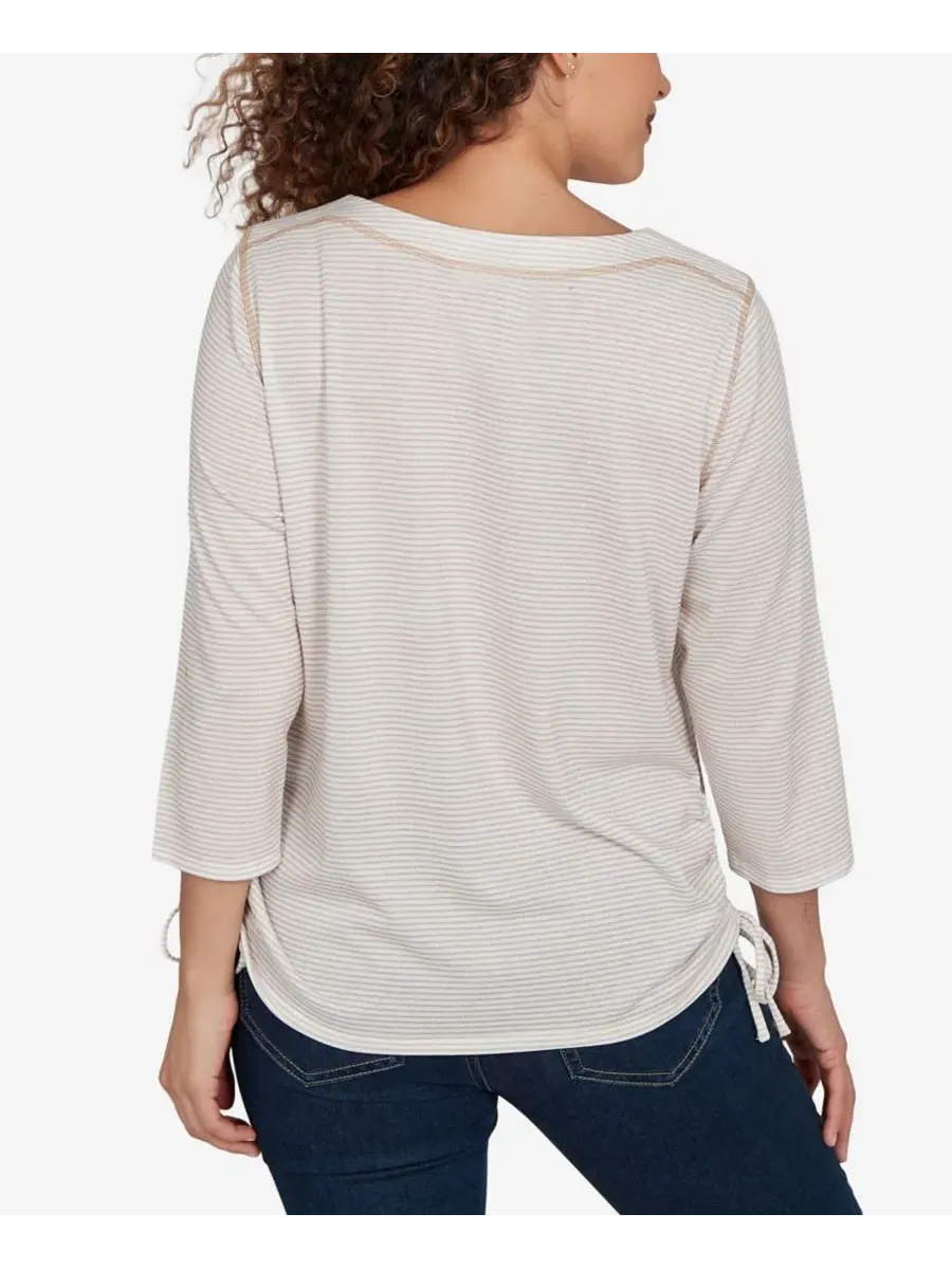 Вязаный топ с принтом совы Petite Autumn Owl Knit Top Alfred Dunner — изображение 5 из 5, бежевый мульти