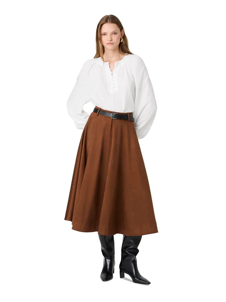 Блуза с полупланкой из тенселя Mock-Neck French Connection — изображение 2 из 7, белый