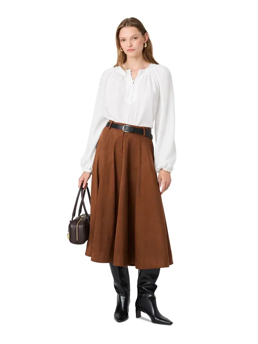 Блуза с полупланкой из тенселя Mock-Neck French Connection — изображение 3 из 7, белый