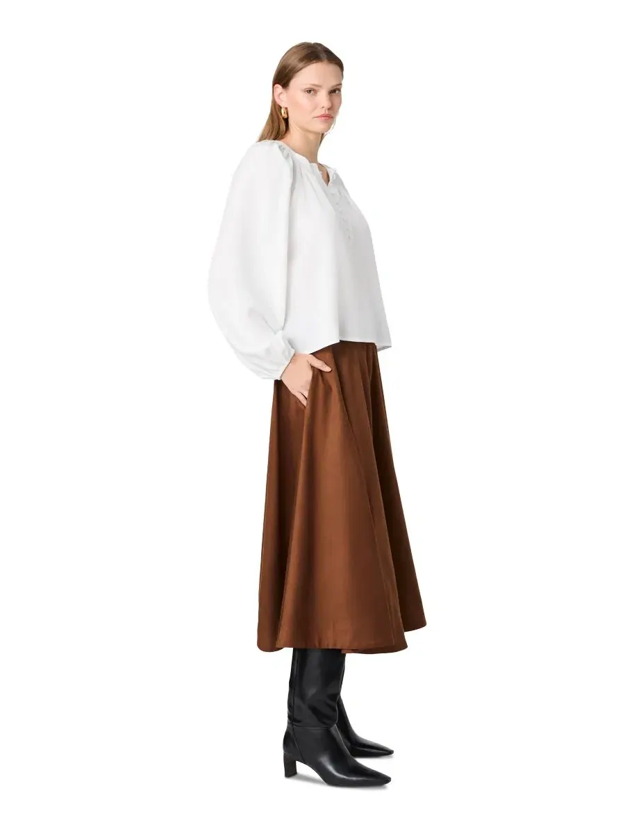Блуза с полупланкой из тенселя Mock-Neck French Connection — изображение 4 из 7, белый