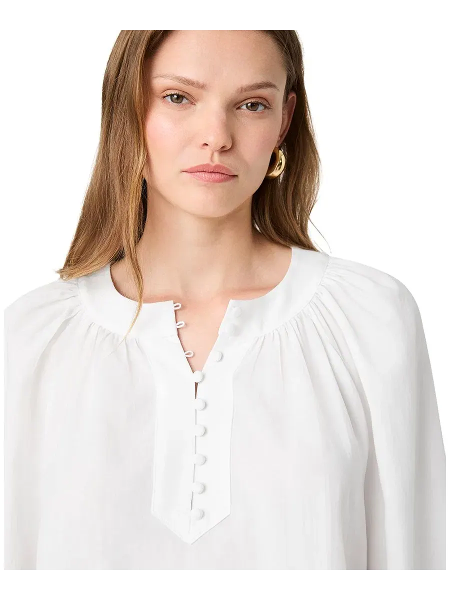 Блуза с полупланкой из тенселя Mock-Neck French Connection — изображение 6 из 7, белый