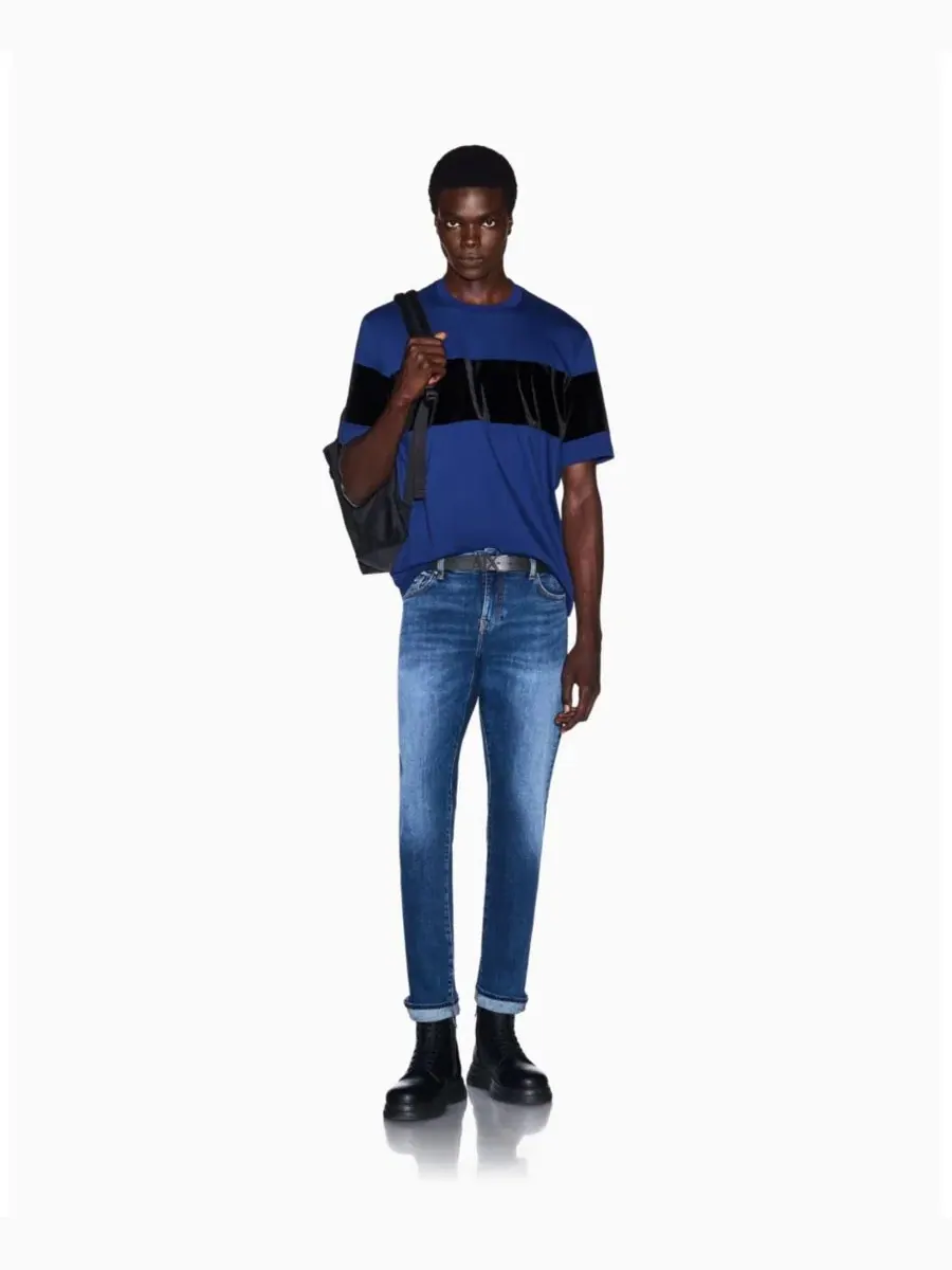 Футболка с коротким рукавом с принтом A|X Armani Exchange — изображение 2 из 8, синий