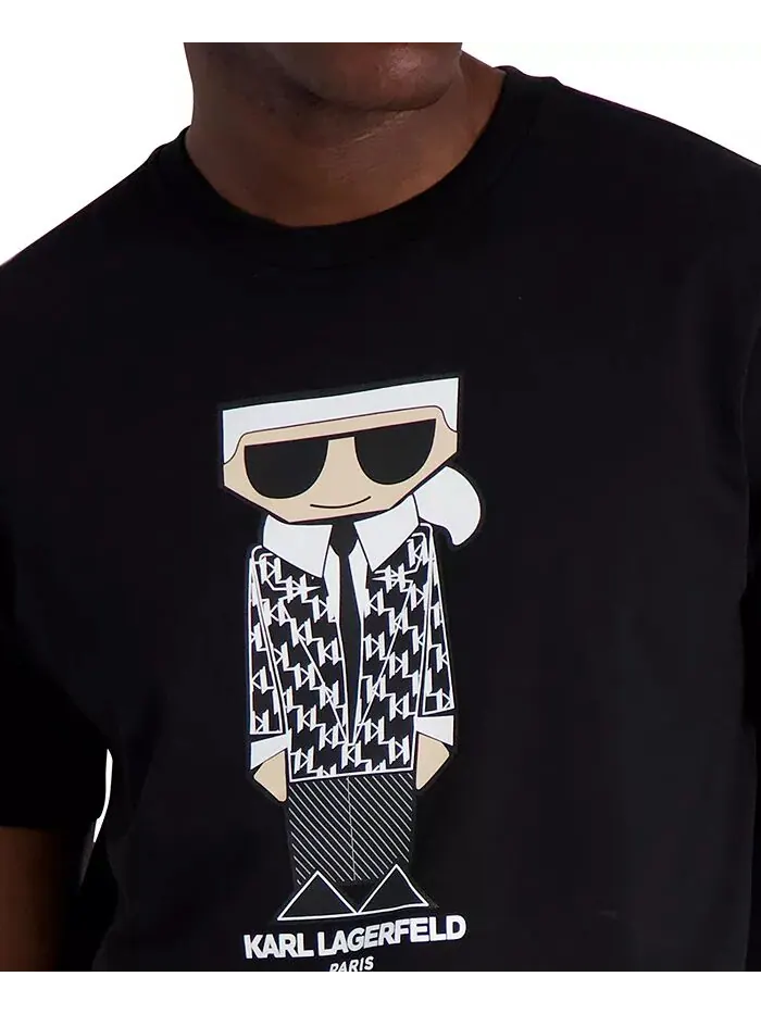 Футболка мужская с принтом Карла и плоским верхом KARL LAGERFELD PARIS — изображение 3 из 5, черный