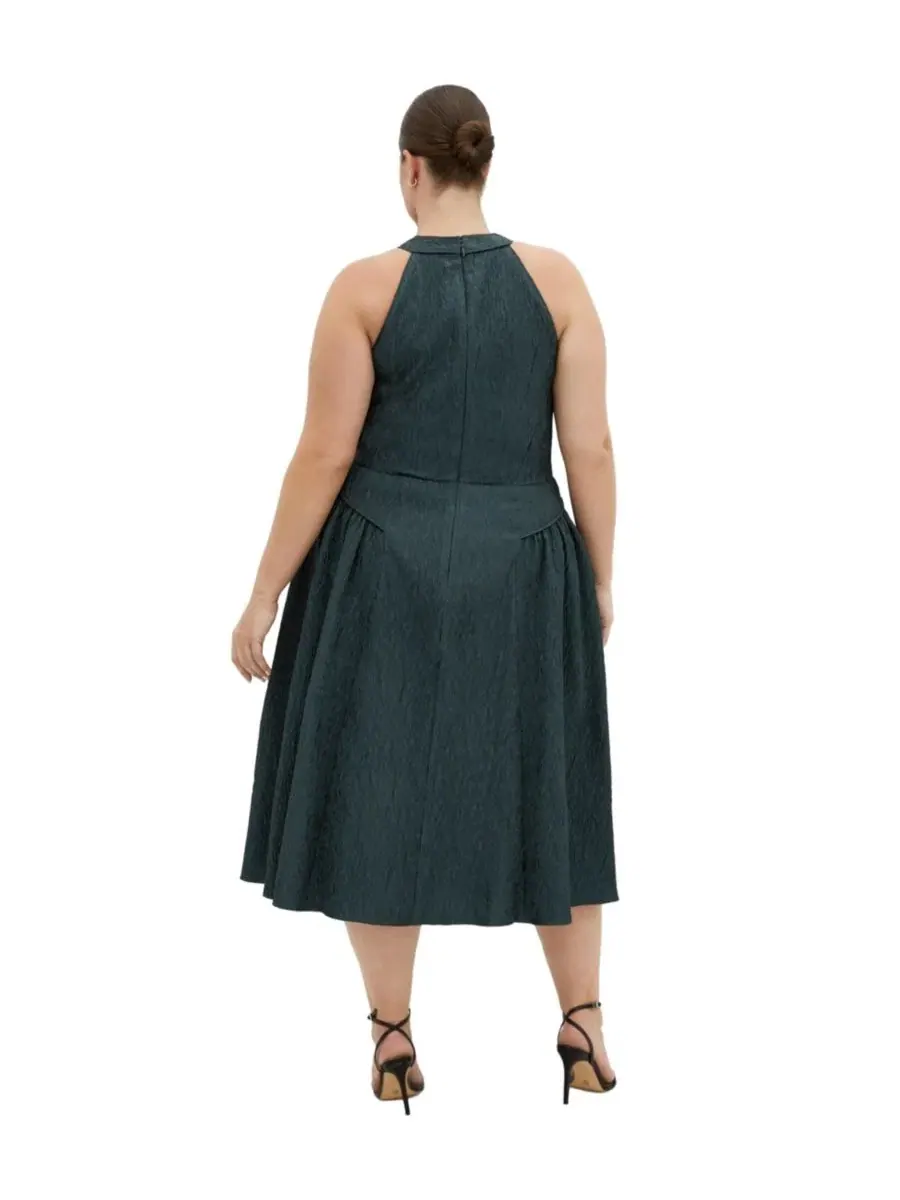 Платье миди А-силуэта с запахом Halter Jacquard Midi Dress City Chic — изображение 2 из 5, зеленый