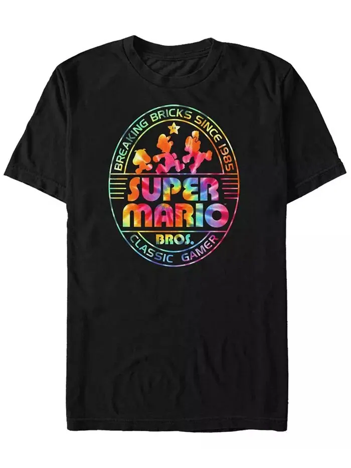 Футболка мужская Nintendo Super Mario Rainbow Tie-Dye Breaking Bricks с коротким рукавом Fifth Sun — изображение 1 из 1