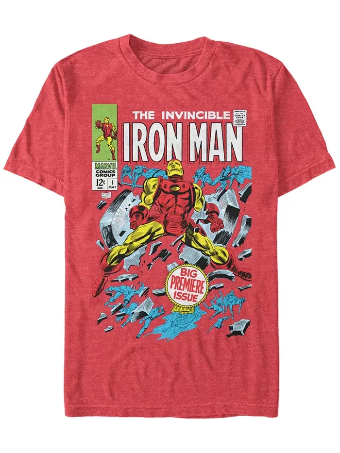 Футболка мужская Marvel "Iron Man Invincible Premier Issue Comic Book Cover" с коротким рукавом — изображение 1 из 1, красный