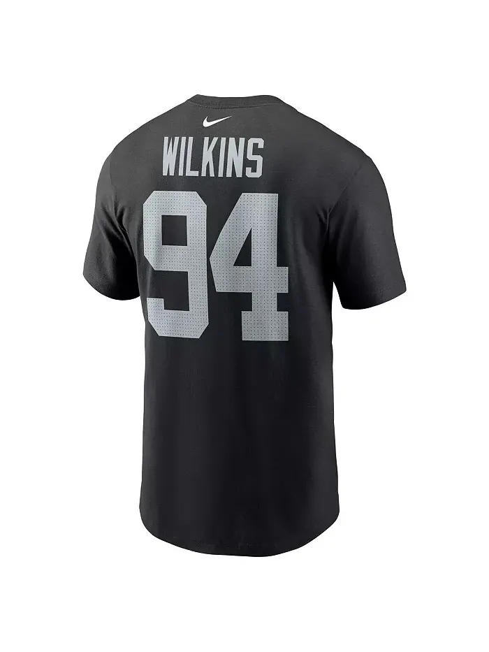 Мужская футболка Christian Wilkins с именем и номером игрока Las Vegas Raiders — изображение 3 из 3, черный