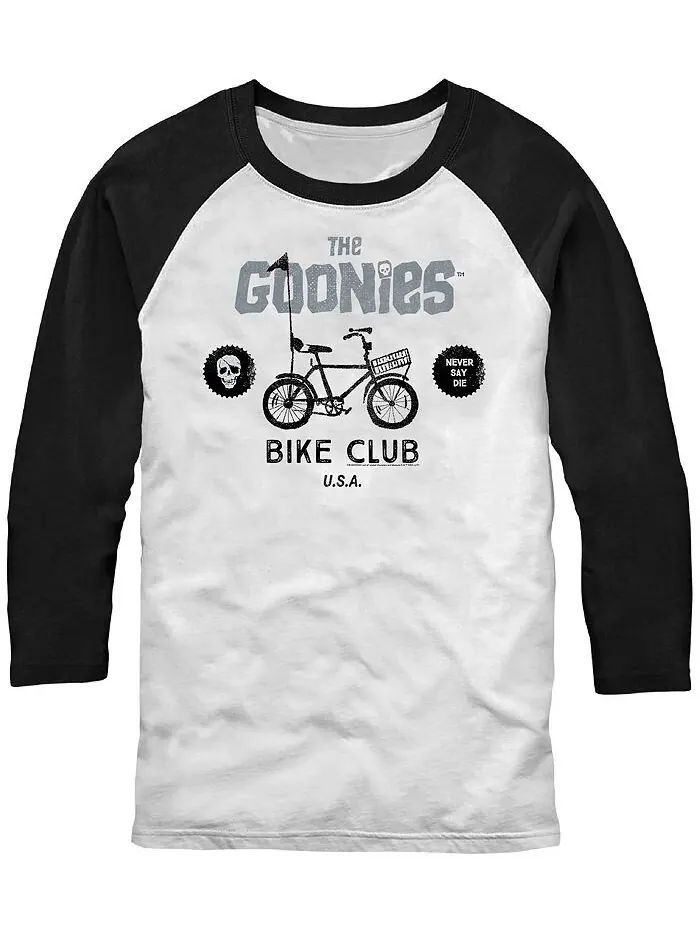 Мужская футболка реглан The Goonies 1985 Bike Club Fifth Sun — изображение 1 из 1, белый черный
