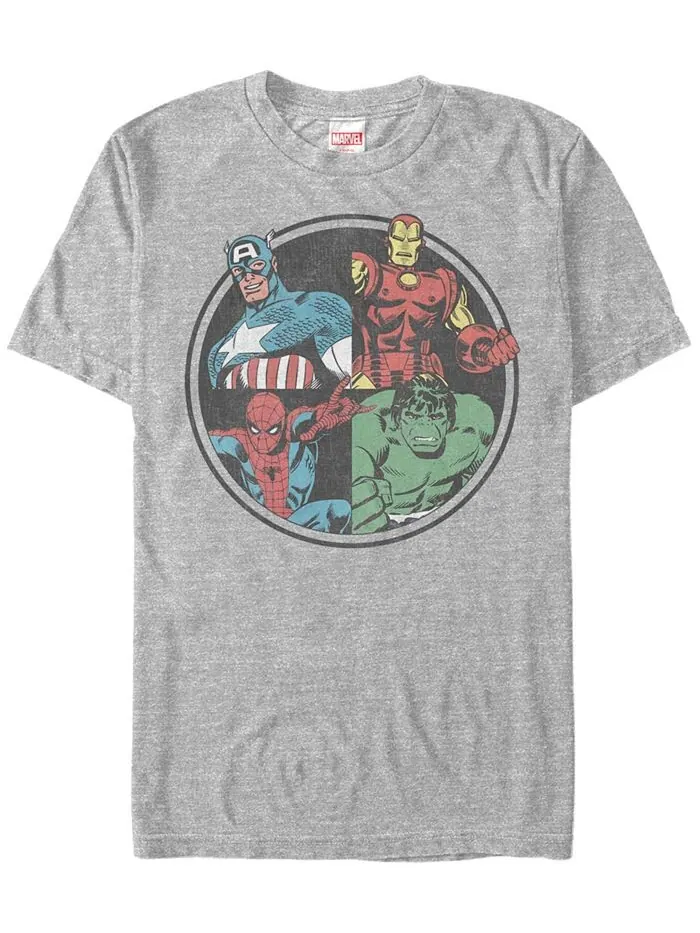 Мужская футболка с короткими рукавами из коллекции комиксов Marvel Classic Avengers Group Shot — изображение 1 из 1, серый