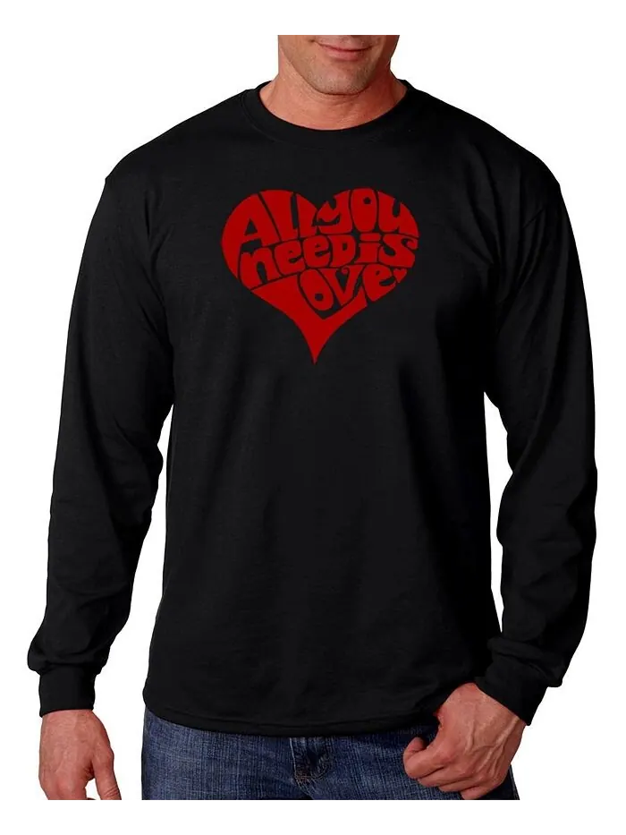 Мужская футболка с длинным рукавом All You Need Is Love Word Art LA Pop Art — изображение 1 из 1, черный
