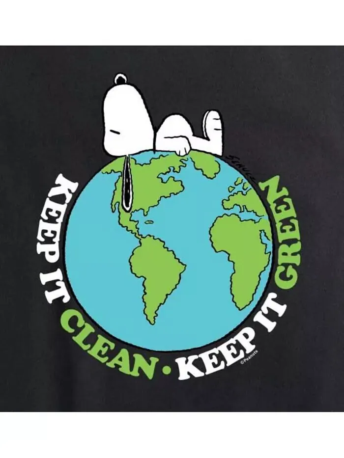 Модная футболка больших размеров с рисунком Snoopy Clean Earth Hybrid Apparel — изображение 2 из 3, черный