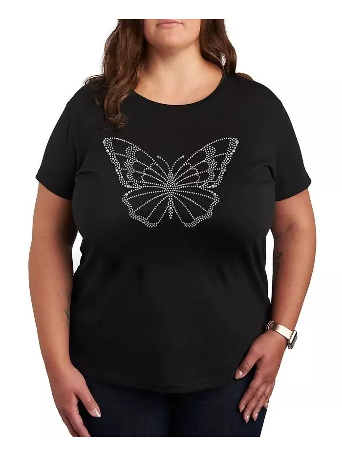 Футболка больших размеров с рисунком Butterfly Sparkle Hybrid Apparel — изображение 1 из 3, черный