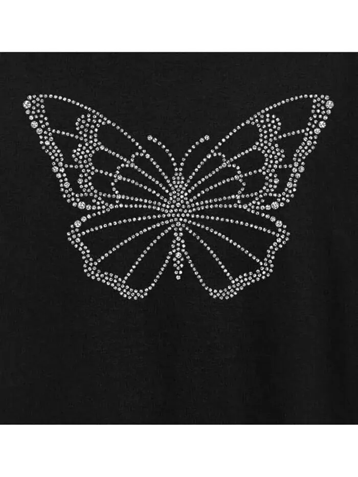 Футболка больших размеров с рисунком Butterfly Sparkle Hybrid Apparel — изображение 2 из 3, черный