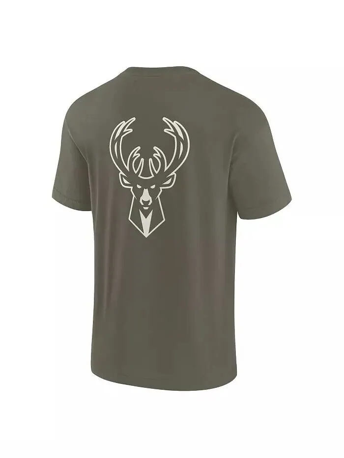 Мужская и женская оливковая футболка Milwaukee Bucks Elements Super Soft с короткими рукавами — изображение 2 из 3, оливковый