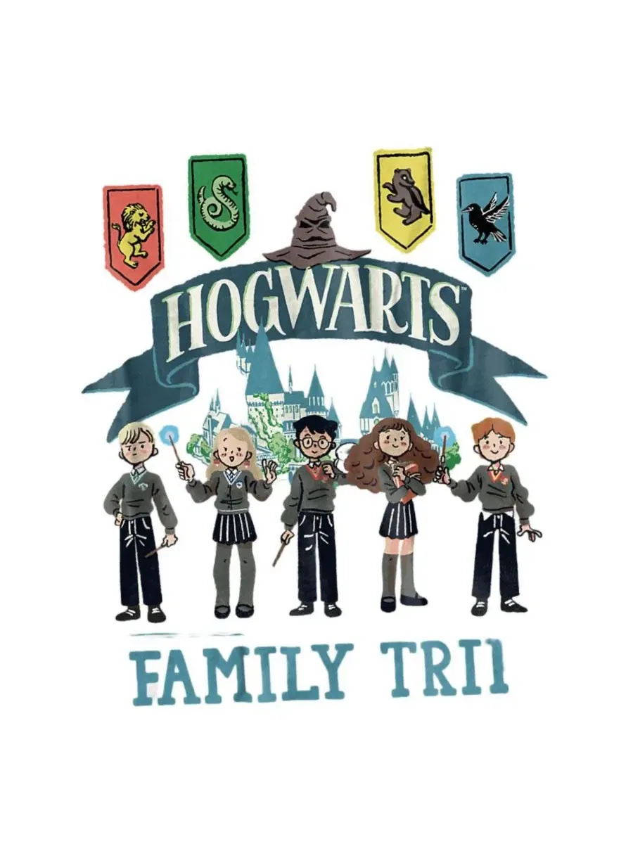 Футболка с принтом Hogwarts Family Trip Harry Potter — изображение 2 из 3, белый