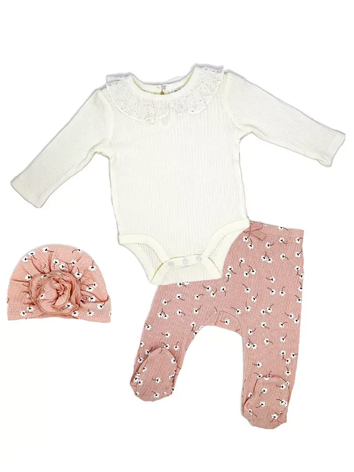 Комплект для новорожденных девочек Take Me Home, 3 предмета, с ножками Baby Mode — изображение 1 из 3, розовый