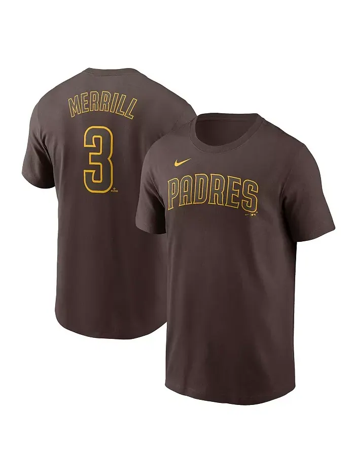 Мужская футболка Jackson Merrill San Diego Padres с именем и номером — изображение 1 из 3, коричневый