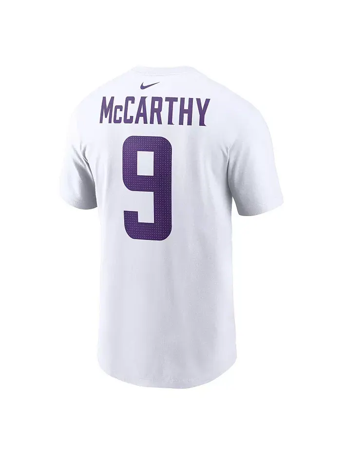 Мужская футболка J.J. McCarthy с именем и номером игрока Minnesota Vikings — изображение 3 из 3, белый