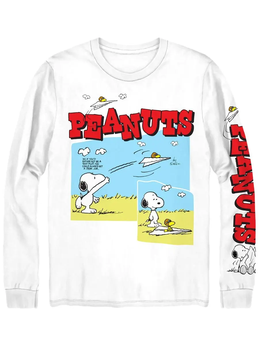 Футболка с длинным рукавом с принтом Peanuts Artwork Hybrid Apparel — изображение 1 из 4, белый