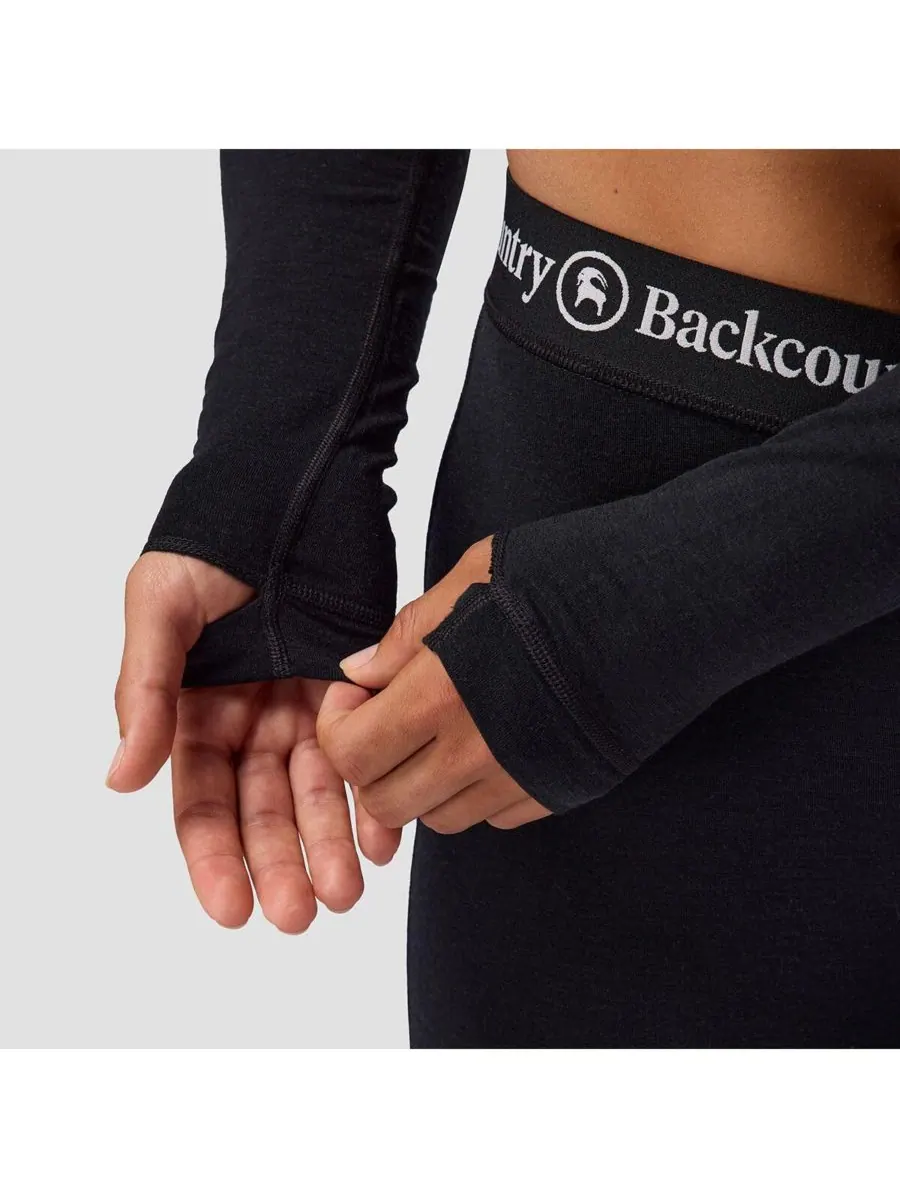 Женская укороченная футболка-футболка Cedars RWS Merino Lt-Wt Baselayer Cropped Crew Top из — изображение 3 из 6, черный