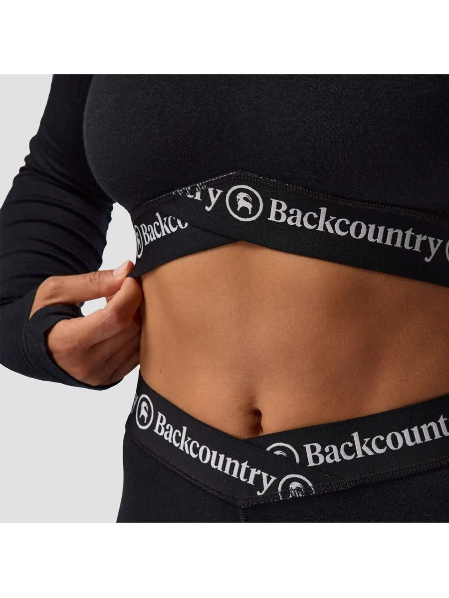 Женская укороченная футболка-футболка Cedars RWS Merino Lt-Wt Baselayer Cropped Crew Top из — изображение 4 из 6, черный