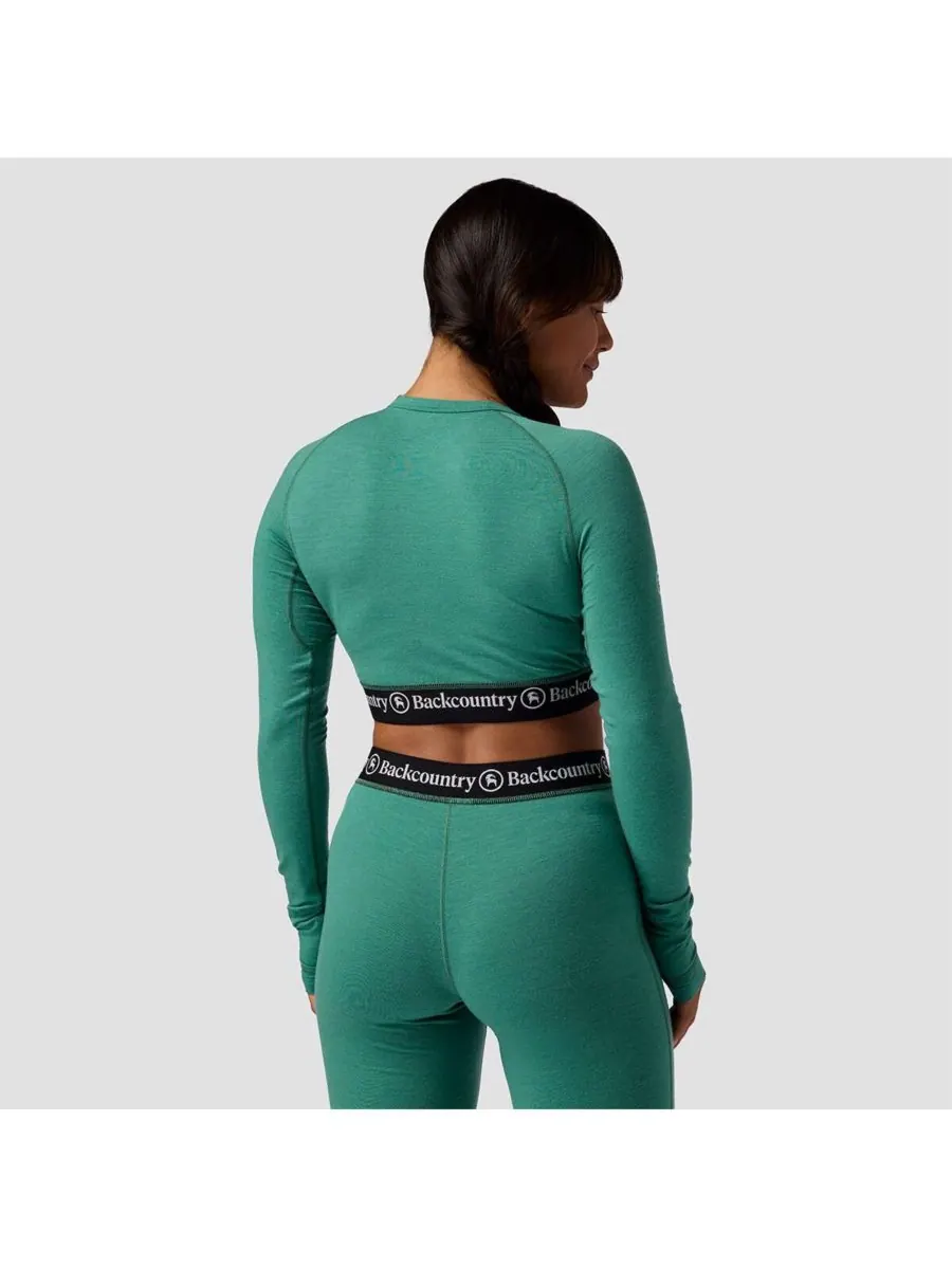 Женская укороченная футболка-футболка Cedars RWS Merino Lt-Wt Baselayer Cropped Crew Top из — изображение 3 из 7, зеленый