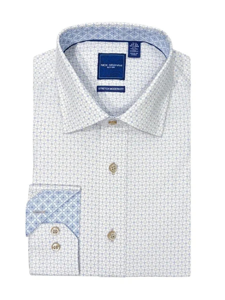 Мужская рубашка Roxbury Square Stretch Dress Shirt Nick Graham — изображение 6 из 6, бежевый