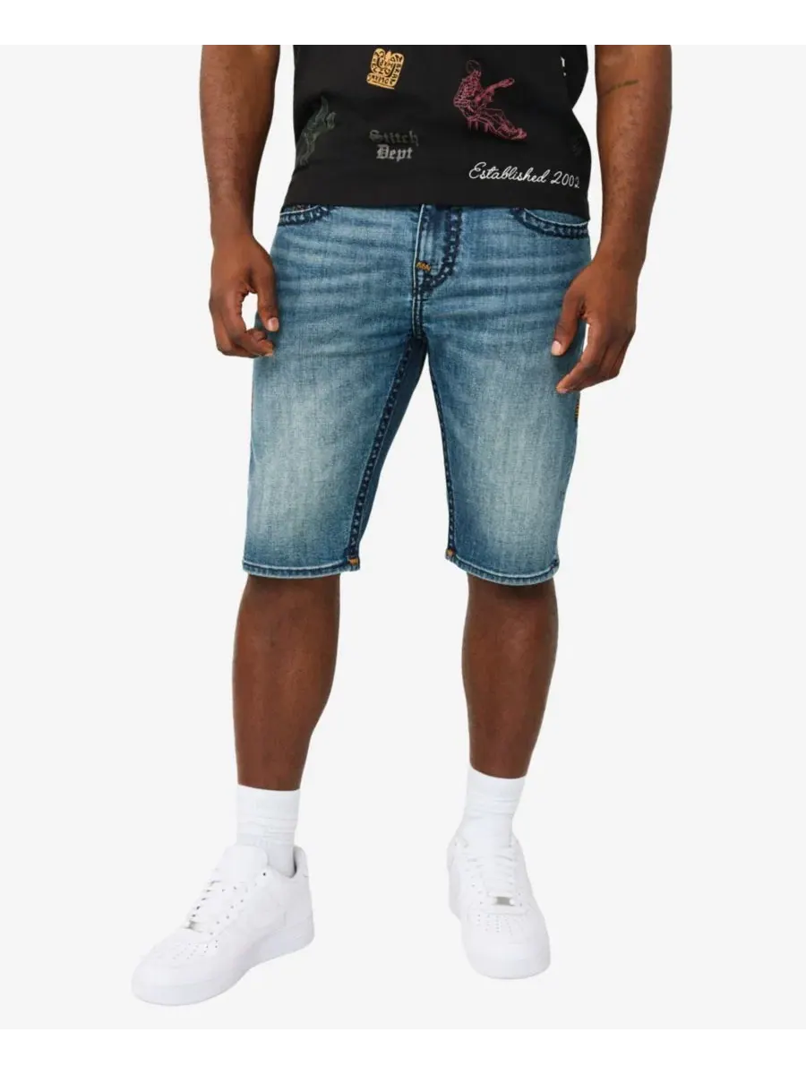 Мужские узкие джинсовые шорты Rocco Skinny Super T True Religion — изображение 1 из 3, джинсовый синий темный