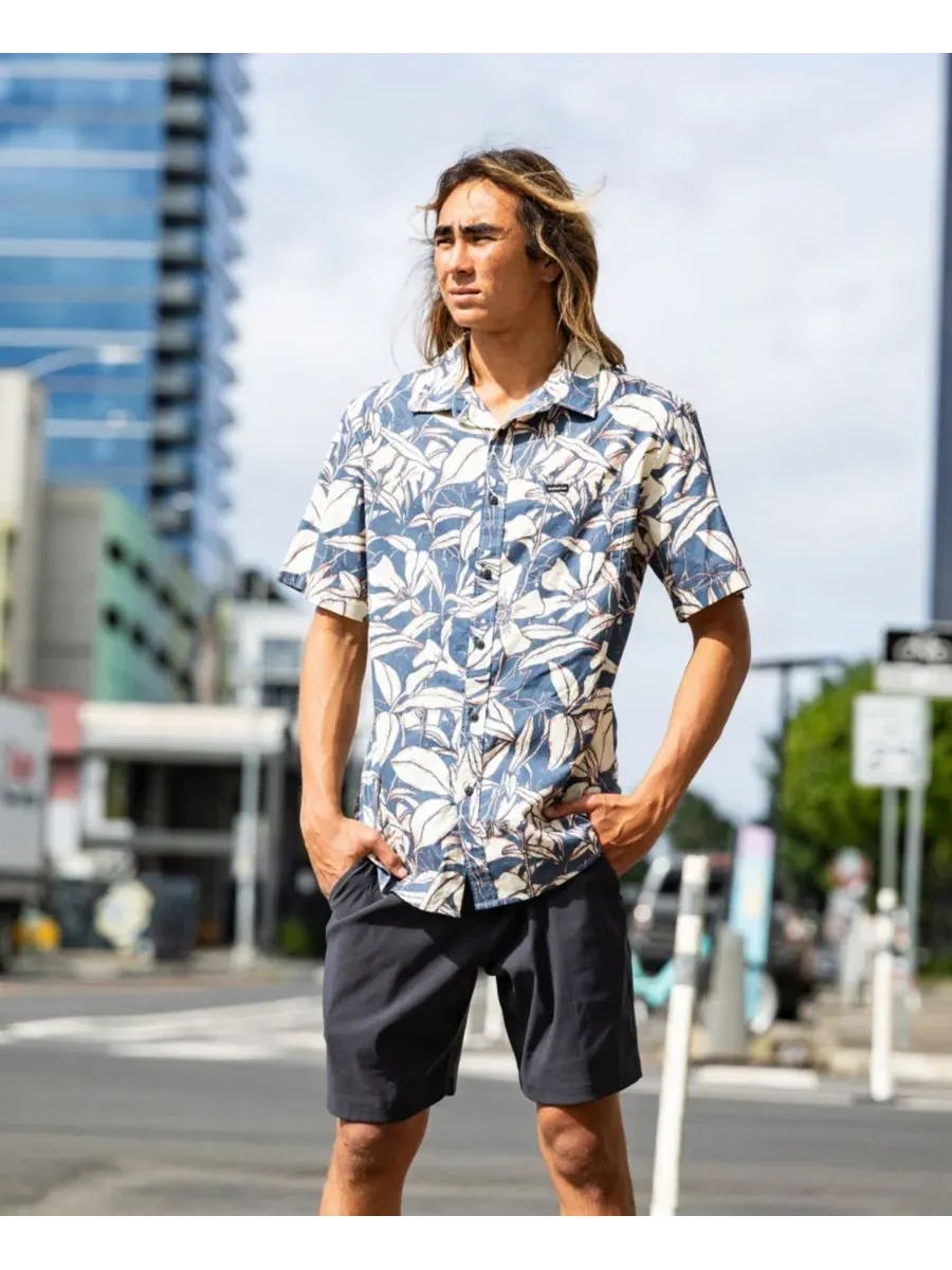 Мужская классическая рубашка с коротким рукавом Cantina Quiksilver — изображение 4 из 4, синий/бежевый