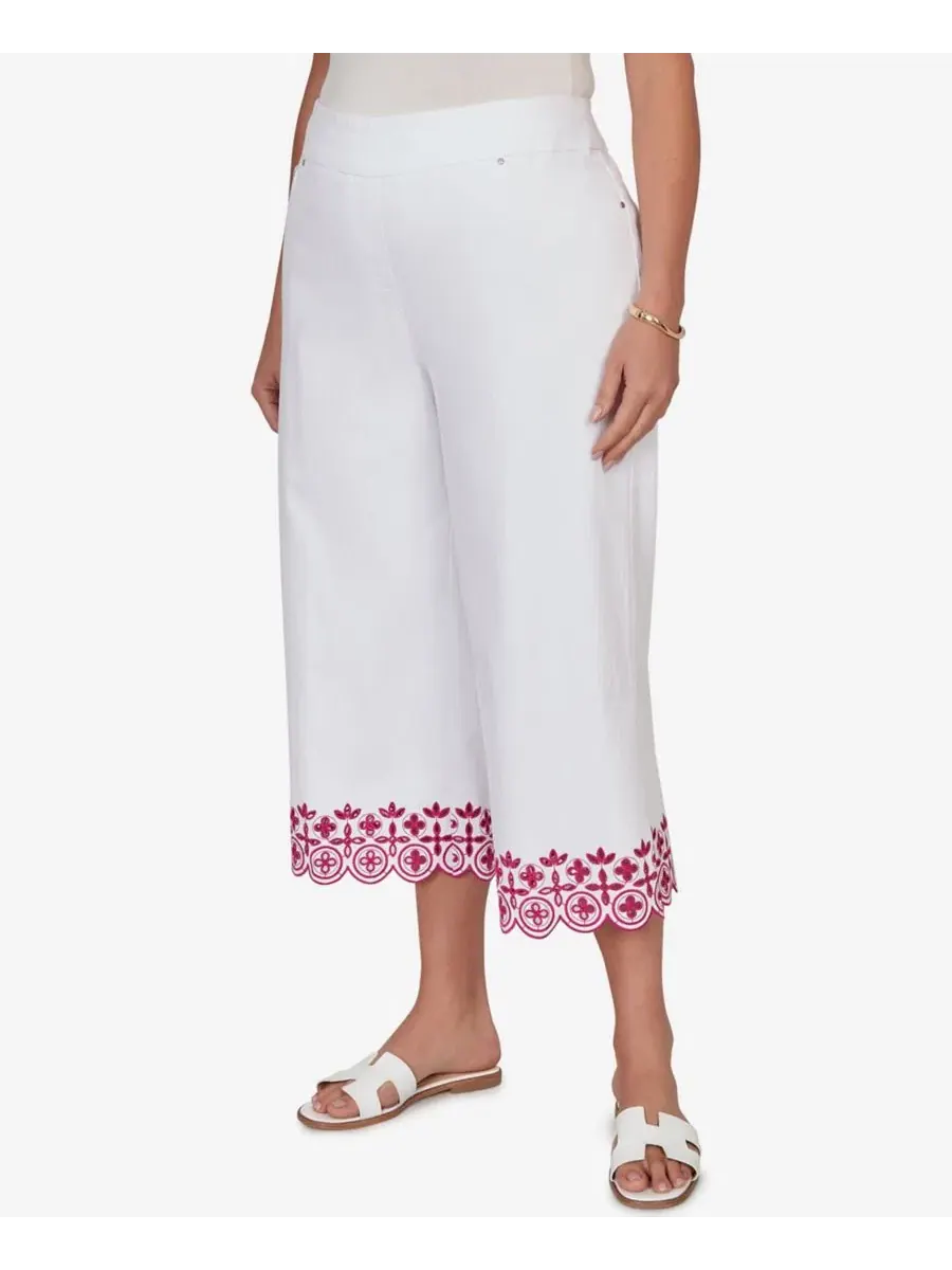 Капри с вышитым подолом Plus Size Ruby Rd. — изображение 3 из 5, белый