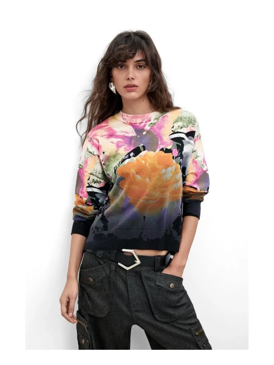 Свитер с флоральным принтом, модель Lacroix Desigual