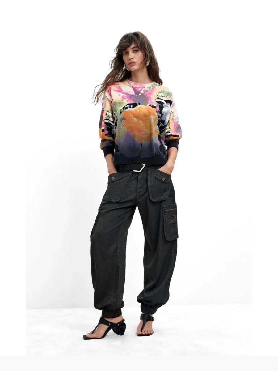 Свитер с флоральным принтом, модель Lacroix Desigual — изображение 2 из 5, черный