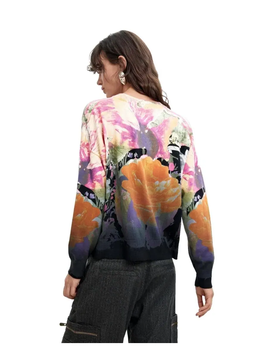Свитер с флоральным принтом, модель Lacroix Desigual — изображение 5 из 5, черный