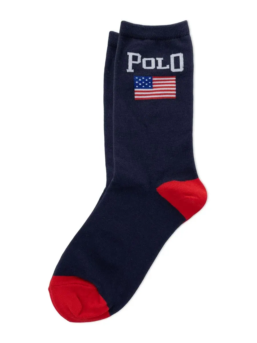 Женские носки с изображением флага Polo Ralph Lauren — изображение 1 из 3, темно-синий