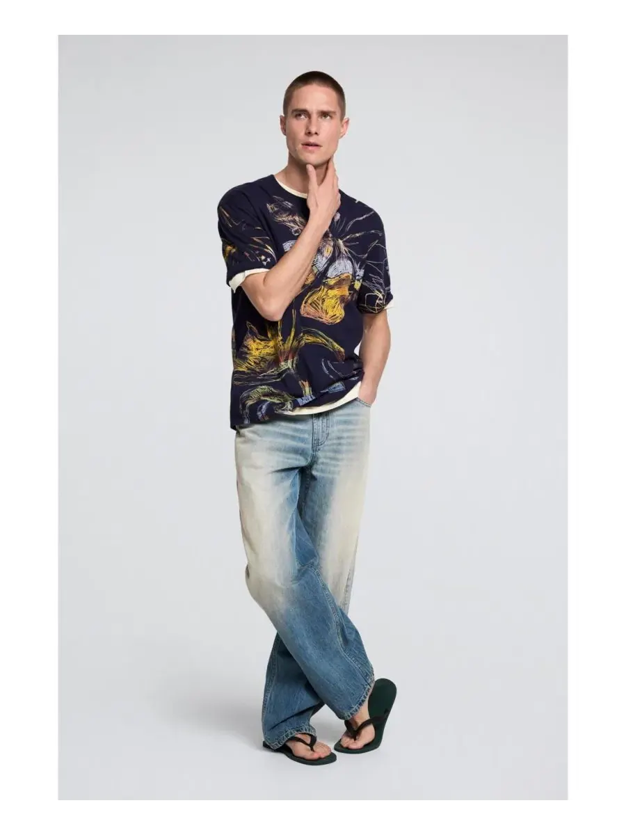 Футболка с принтом Organic Print Desigual — изображение 2 из 5, темно-синий