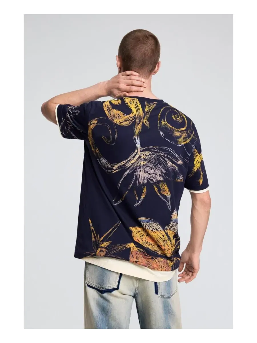 Футболка с принтом Organic Print Desigual — изображение 5 из 5, темно-синий