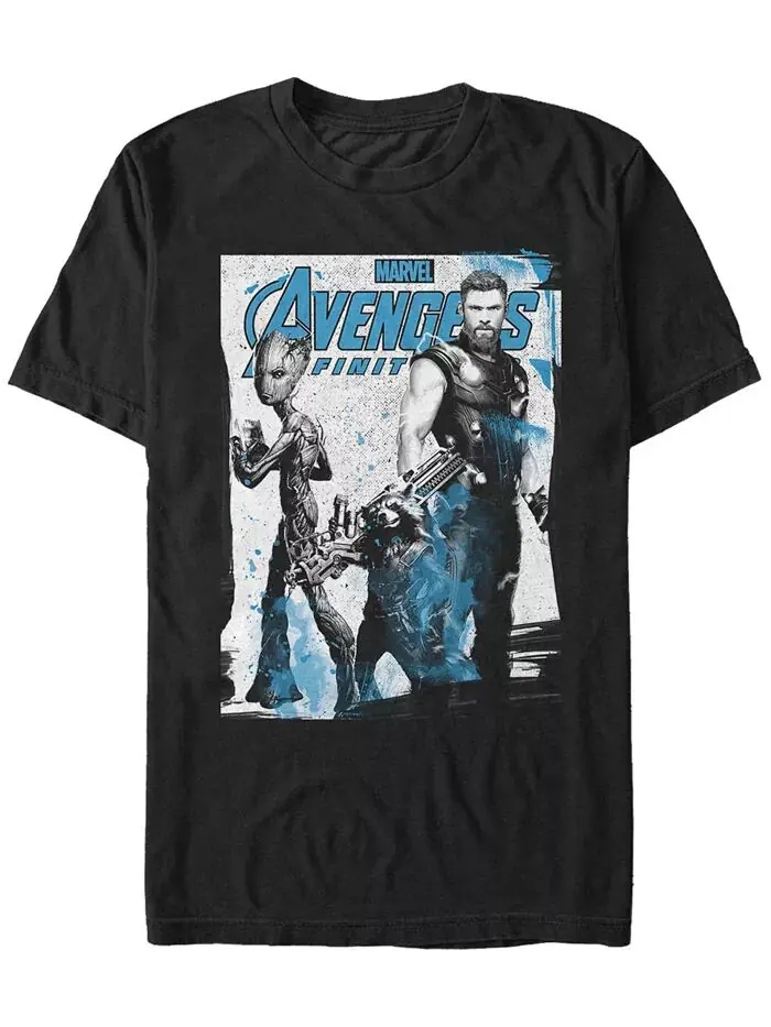 Футболка с коротким рукавом для мужчин Marvel Avengers Infinity War Fighting Three Poster Fifth Sun — изображение 1 из 1