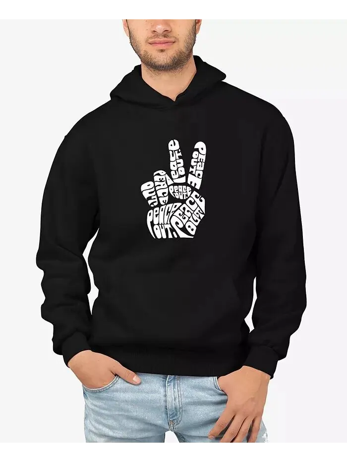 Мужская толстовка с капюшоном Word Art Peace Out LA Pop Art — изображение 1 из 3, черный