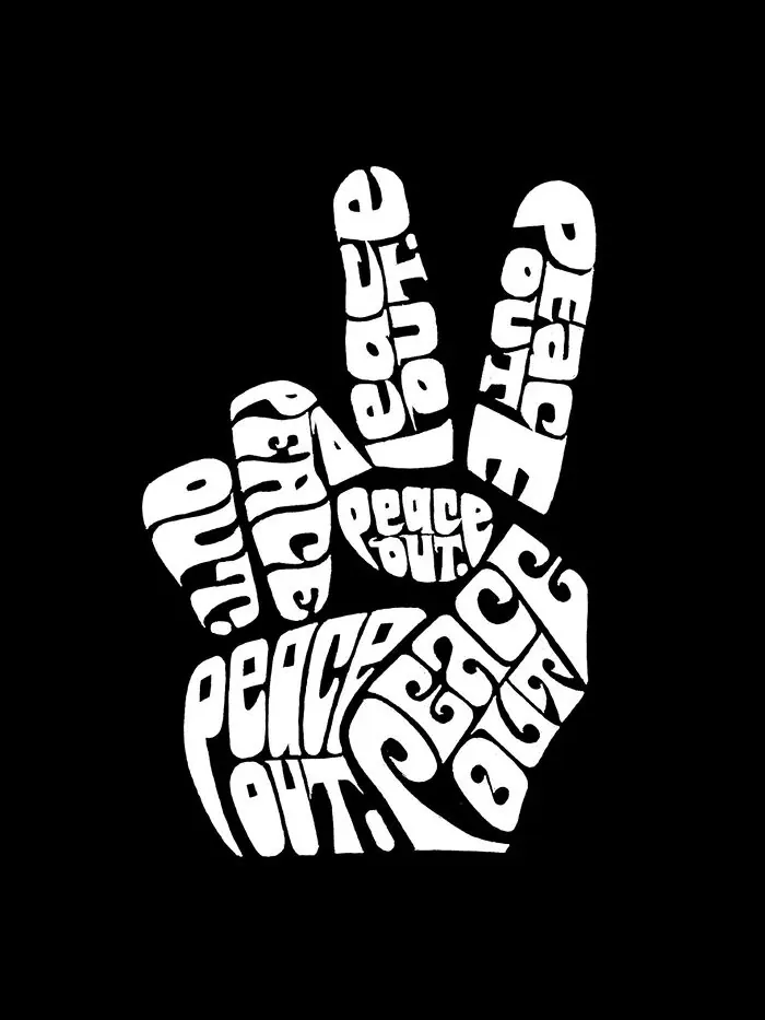Мужская толстовка с капюшоном Word Art Peace Out LA Pop Art — изображение 3 из 3, черный
