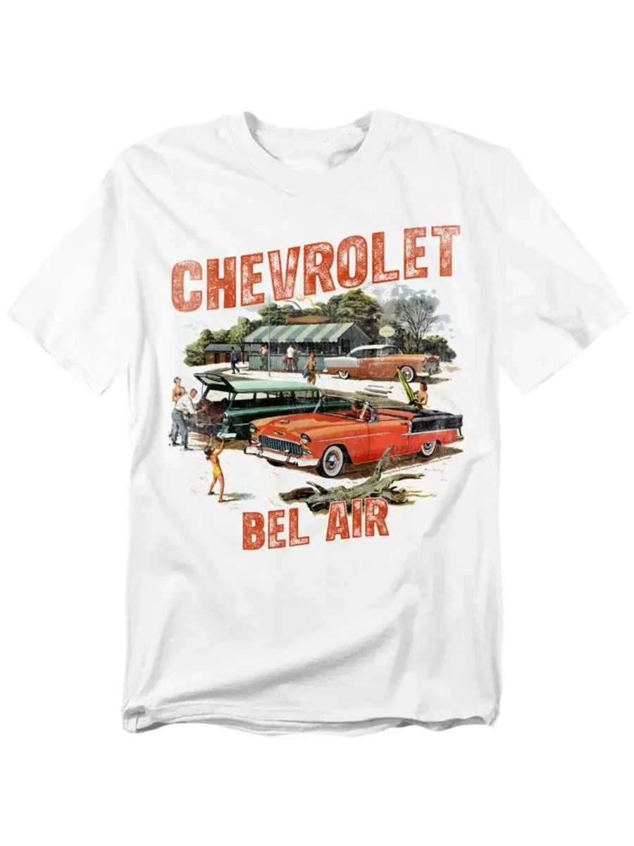 Футболка с принтом Chevrolet Bel Air Watercolour Corvette — изображение 1 из 3, белый