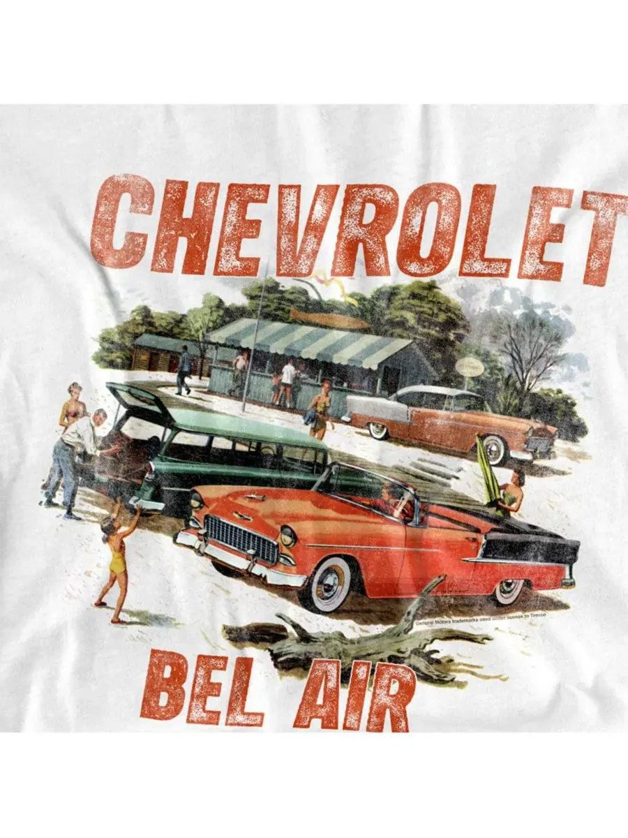 Футболка с принтом Chevrolet Bel Air Watercolour Corvette — изображение 2 из 3, белый