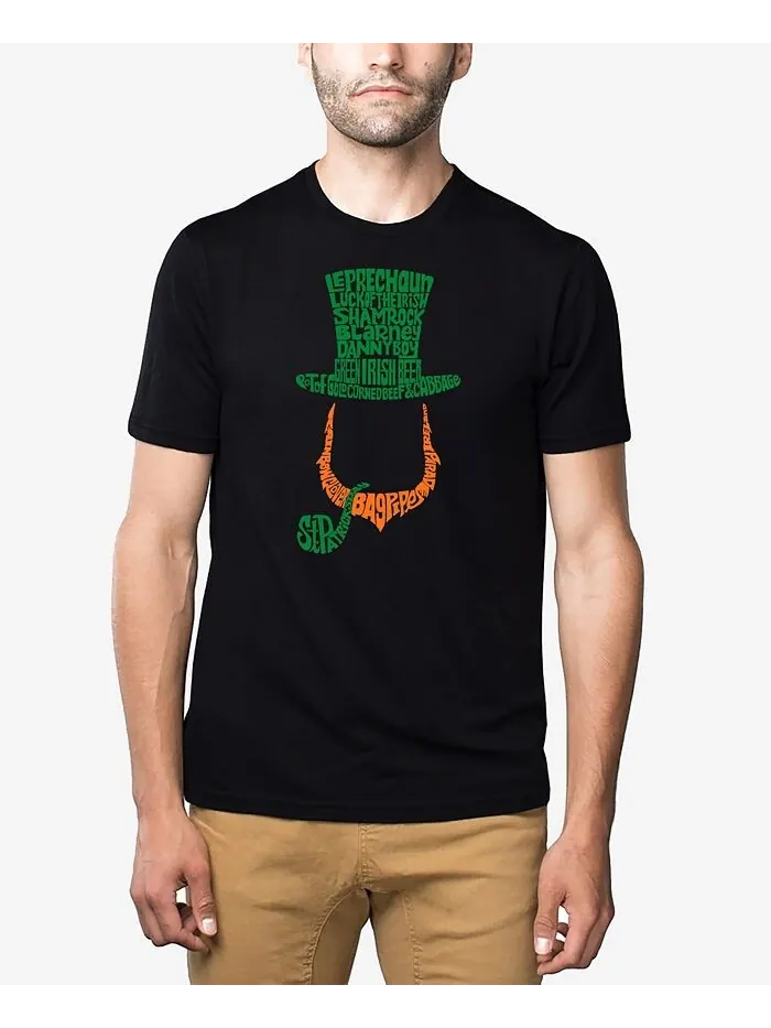 Мужская футболка премиум-класса с рисунком Leprechaun Word Art Graphic LA Pop Art — изображение 1 из 3, черный