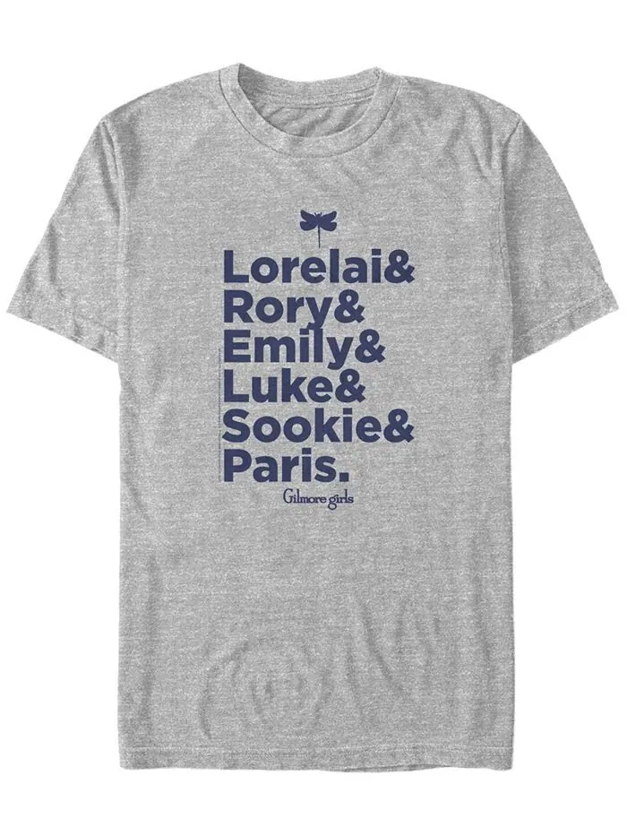 Мужская футболка с короткими рукавами Gilmore Girls TV Core Cast List Fifth Sun — изображение 1 из 1, приглушенный